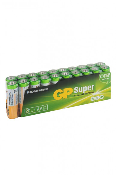 Алкалиновые батарейки GP Super Alkaline 15А типа АA - 20 шт.