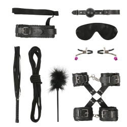 Стильный набор из 10 черных BDSM-девайсов Стильный набор из 10 черных BDSM-девайсов