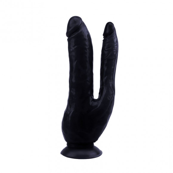 Черный анально-вагинальный фаллоимитатор Dark Magic Dual Penis - 19,5 см. Черный анально-вагинальный фаллоимитатор Dark Magic Dual Penis - 19,5 см.