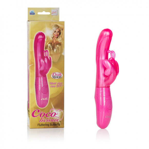 Розовый вибромассажер Fluttering Butterfly Vibes - 22 см.