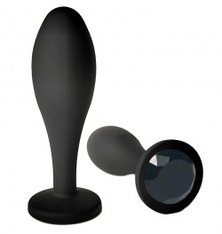 Черная анальная пробка с черным кристаллом - 9,5 см. Черная анальная пробка с черным кристаллом - 9,5 см.