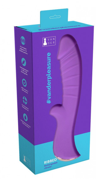 Фиолетовый вибромассажёр с рёбрышками Ribbed - 18 см. Фиолетовый вибромассажёр с рёбрышками Ribbed - 18 см.