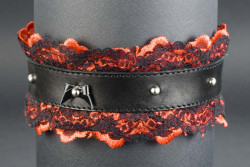 Подшитый красно-чёрный чокер  Готика-21 