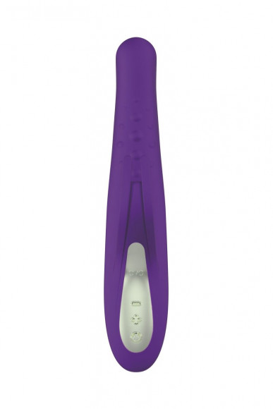 Фиолетовый вибратор с клиторальным отростком J3 - 24 см.