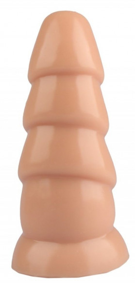 Телесная рельефная анальная втулка - 18,5 см.
