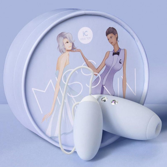 Нежно-голубое виброяйцо с вакуум-волновым пультом Kiss Toy Miss VV Нежно-голубое виброяйцо с вакуум-волновым пультом Kiss Toy Miss VV