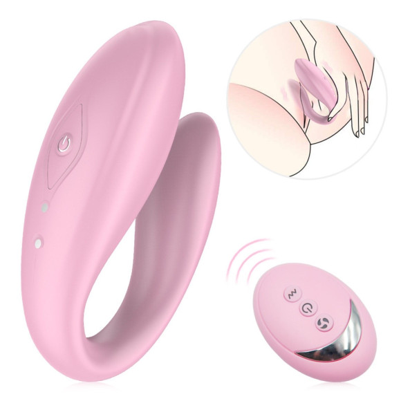Нежно-розовый вибратор для пар с пультом ДУ Нежно-розовый вибратор для пар с пультом ДУ