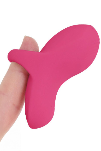 Розовый сенсорный вибромассажёр на палец Fuzu Sensa