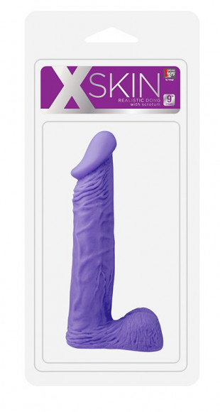 Фиолетовый фаллоимитатор большого размера XSKIN 9 PVC DONG - 23 см. Фиолетовый фаллоимитатор большого размера XSKIN 9 PVC DONG - 23 см.