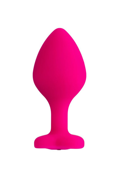 Розовая анальная втулка Diamond Heart с прозрачным кристаллом - 8 см.