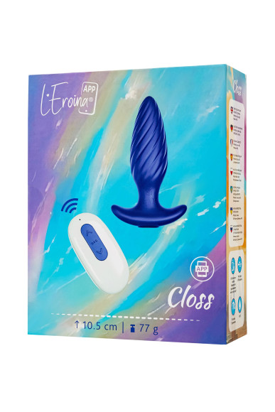 Синяя анальная вибровтулка Closs с управлением через приложение