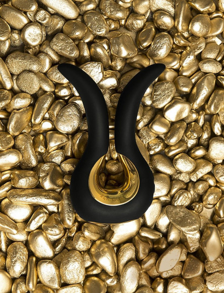 Чёрный сплит-вибратор Gvibe Mini Gold с покрытием золотом