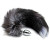 Серебристая анальная пробка с темным лисьим хвостом Black & White Fox Tail Size S