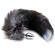 Серебристая анальная пробка с темным лисьим хвостом Black & White Fox Tail Size S