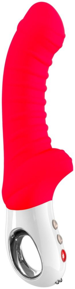 Красный вибратор с рёбрышками Tiger - 22,3 см. Красный вибратор с рёбрышками Tiger - 22,3 см.
