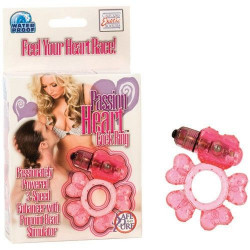 Розовое эрекционное кольцо с вибрацией PASSION HEART