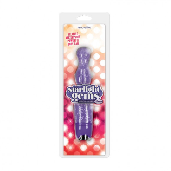 Фиолетовый вибратор STARLIGHT GEMS LIBRA - 20,5 см.