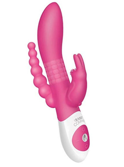 Розовый вибратор-кролик с анальным отростком The Beaded D.P.Rabbit Розовый вибратор-кролик с анальным отростком The Beaded D.P.Rabbit