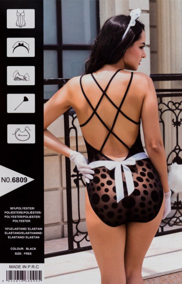 Игривый комплект горничной с пуховкой и передником