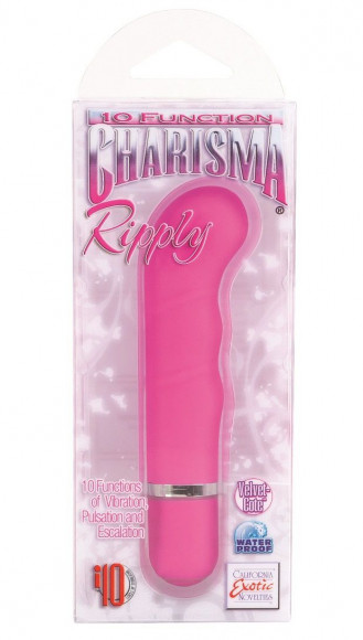Розовый вибромассажер 10-Function Charisma Ripply - 11 см.