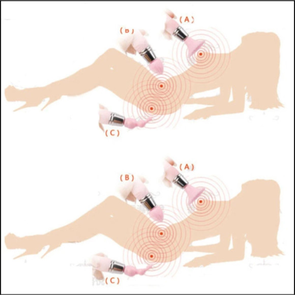 Белый вибратор-брелок с 3 сменными насадками