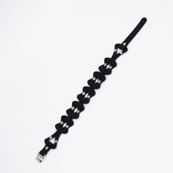 Черный кожаный ошейник из звеньев