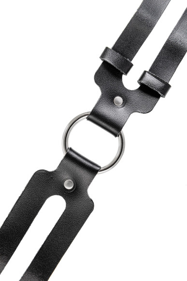 Черный кожаный чокер-ошейник из двух ремешков