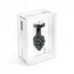 Большой чёрный винтовой плаг ANNI Ano black T2 - 7,5 см.