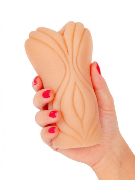 Телесный мастурбатор-вагина с рельефом на поверхности