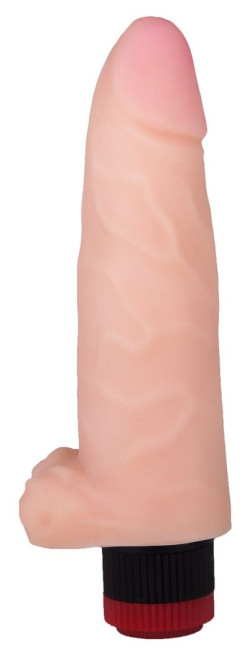 Реалистичный вибратор с небольшой мошонкой - 20,2 см. Реалистичный вибратор с небольшой мошонкой - 20,2 см.