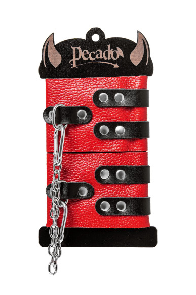 Красно-черные мягкие оковы с двумя ремешками с люверсами