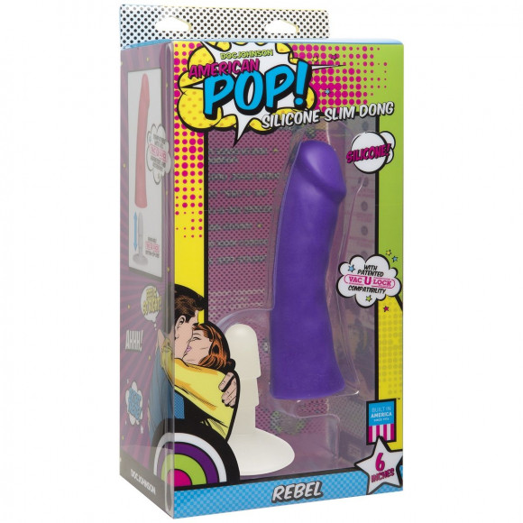 Фиолетовый фаллоимитатор American POP! Rebel 6  Slim Dong - 16,5 см.