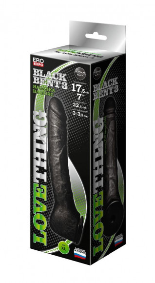Чёрная фаллическая насадка BLACK BENT 3 - 22 см.