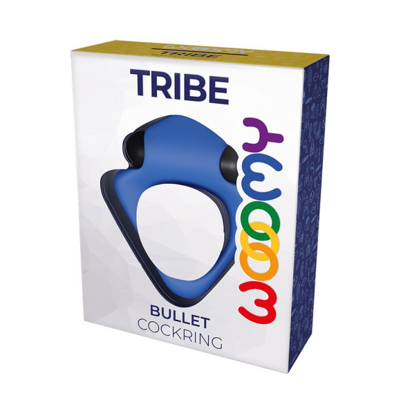Синее эрекционное кольцо Wooomy Tribeс с вибрацией