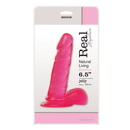 Розовый фаллоимитатор JELLY DILDO REAL RAPTURE PINK 6,5  - 16,5 см.
