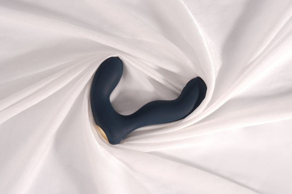 Темно-синий вибромассажер простаты с пульсацией Iker Neo