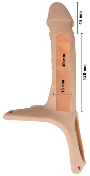 Телесный полый страпон на ремешках - 16,5 см.