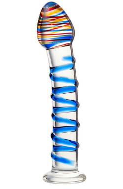 Прозрачный фаллос из стекла со спиралью - 18 см. Прозрачный фаллос из стекла со спиралью - 18 см.