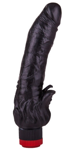 Чёрный вибратор с клиторальными лепестками - 18,5 см. Чёрный вибратор с клиторальными лепестками - 18,5 см.