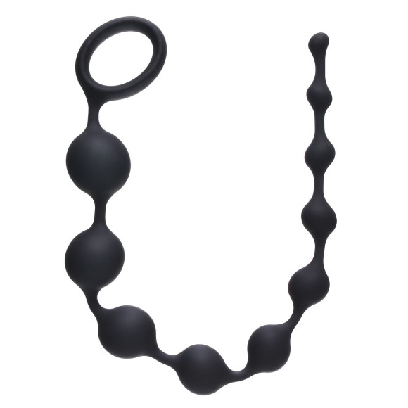 Чёрная анальная цепочка Long Pleasure Chain - 35 см. Чёрная анальная цепочка Long Pleasure Chain - 35 см.