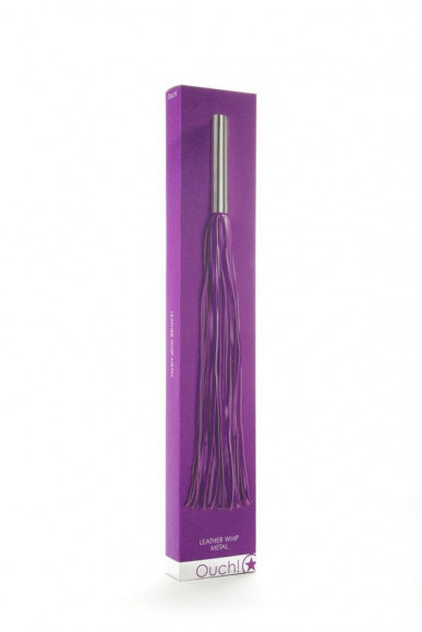 Фиолетовая плётка Leather Whip Metal Long - 49,5 см.