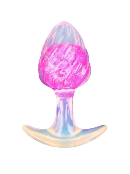 Розоватая анальная пробка со спиралевидным рельефом - 9 см.