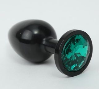 Чёрная анальная пробка с зеленым стразом - 8,2 см. Чёрная анальная пробка с зеленым стразом - 8,2 см.
