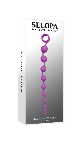 Лиловая анальная цепочка Beaded Adventure - 35,5 см.