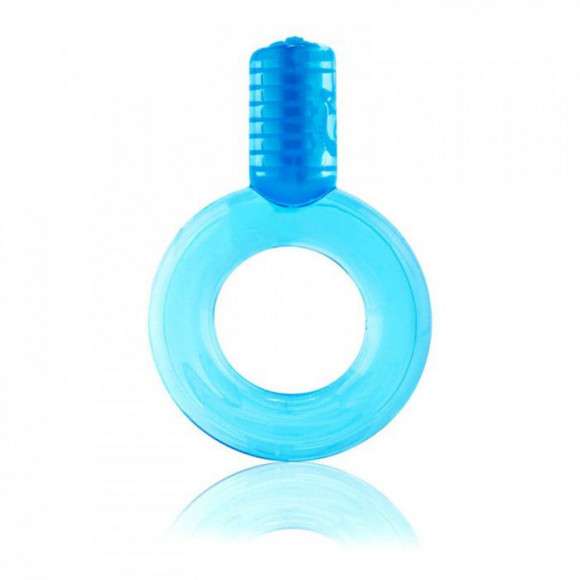 Голубое упругое кольцо на пенис с вибрацией Go