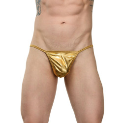 Мужские золотистые трусы-стринги Мужские золотистые трусы-стринги