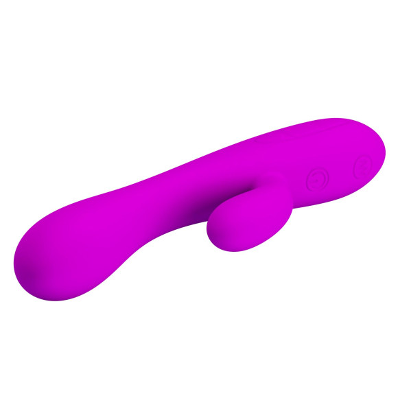 Лиловый вибратор Victor с клиторальным стимулятором - 17 см.