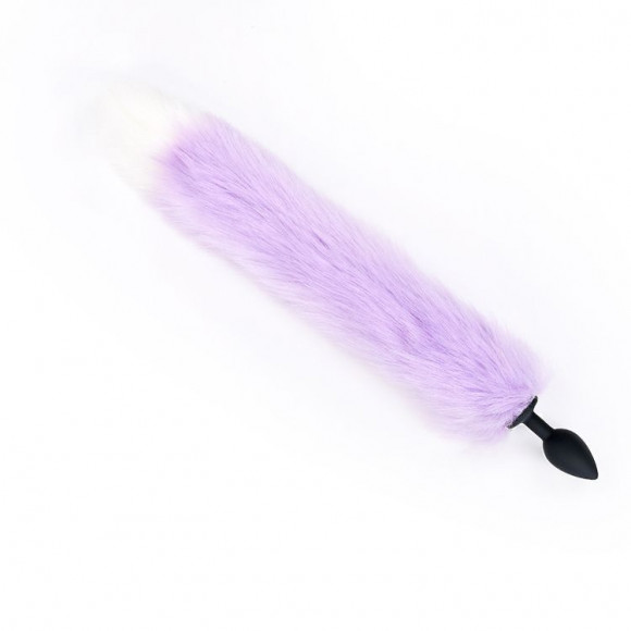 Черная анальная пробка с сиреневым хвостом