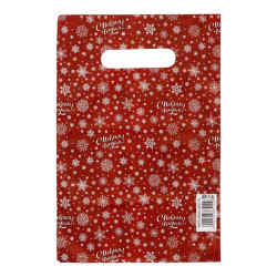 Красный подарочный новогодний пакет с вырубной ручкой (20х30 см) Красный подарочный новогодний пакет с вырубной ручкой (20х30 см)