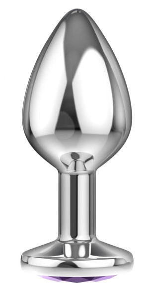 Большая серебристая анальная пробка Diamond Purple Sparkle Large с фиолетовым кристаллом - 8 см. Большая серебристая анальная пробка Diamond Purple Sparkle Large с фиолетовым кристаллом - 8 см.